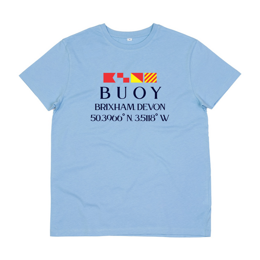 Buoy Brixham Coordinates Tee in Sky Blue