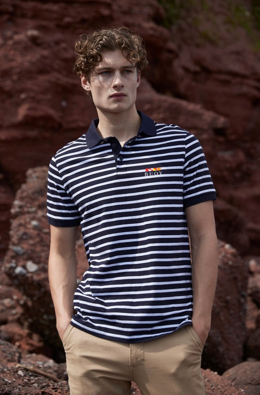 Buoy Navy Striped Polo