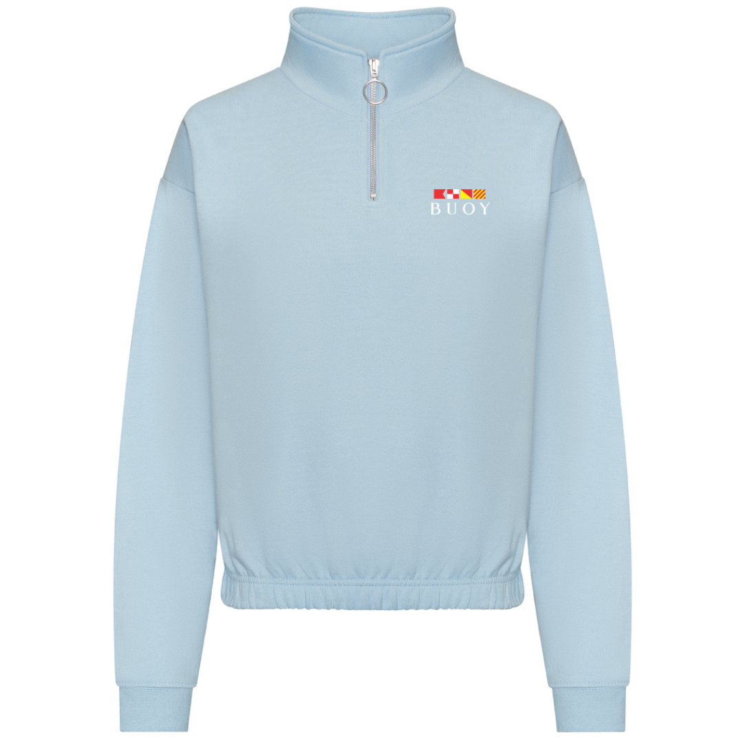 Buoy Cropped Quarter Zip in Sky Blue