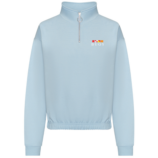 Buoy Cropped Quarter Zip in Sky Blue