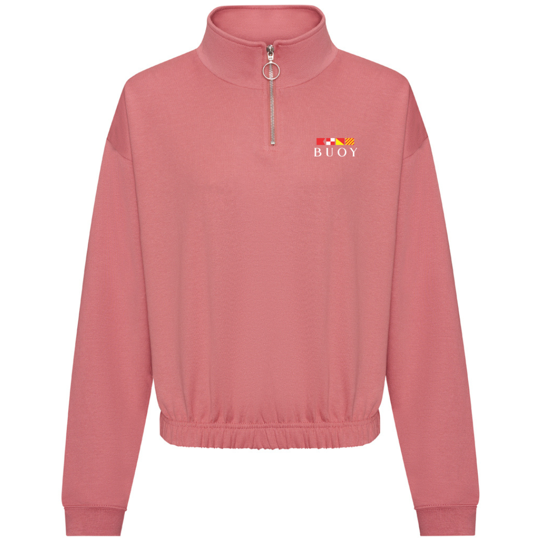Buoy Cropped Quarter Zip in Rose