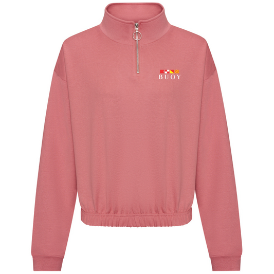 Buoy Cropped Quarter Zip in Rose