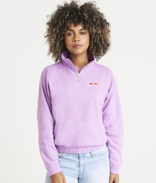 Buoy Cropped Quarter Zip in Lavender